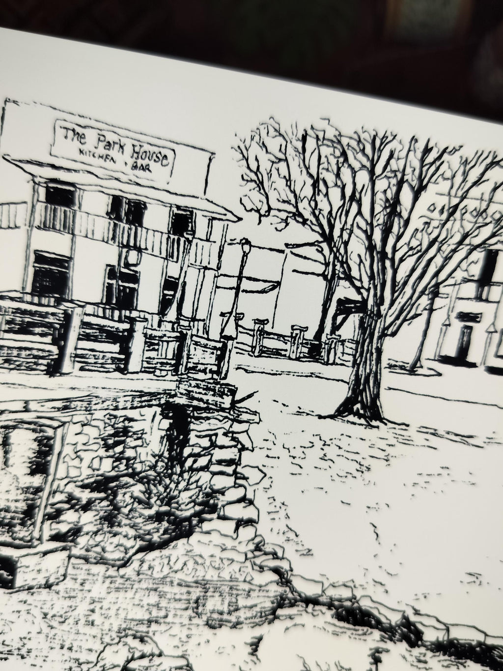 Streetscape | Sketch Art Print | Original Drawing | Parkhouse View | Siloam Springs | Arkansas |