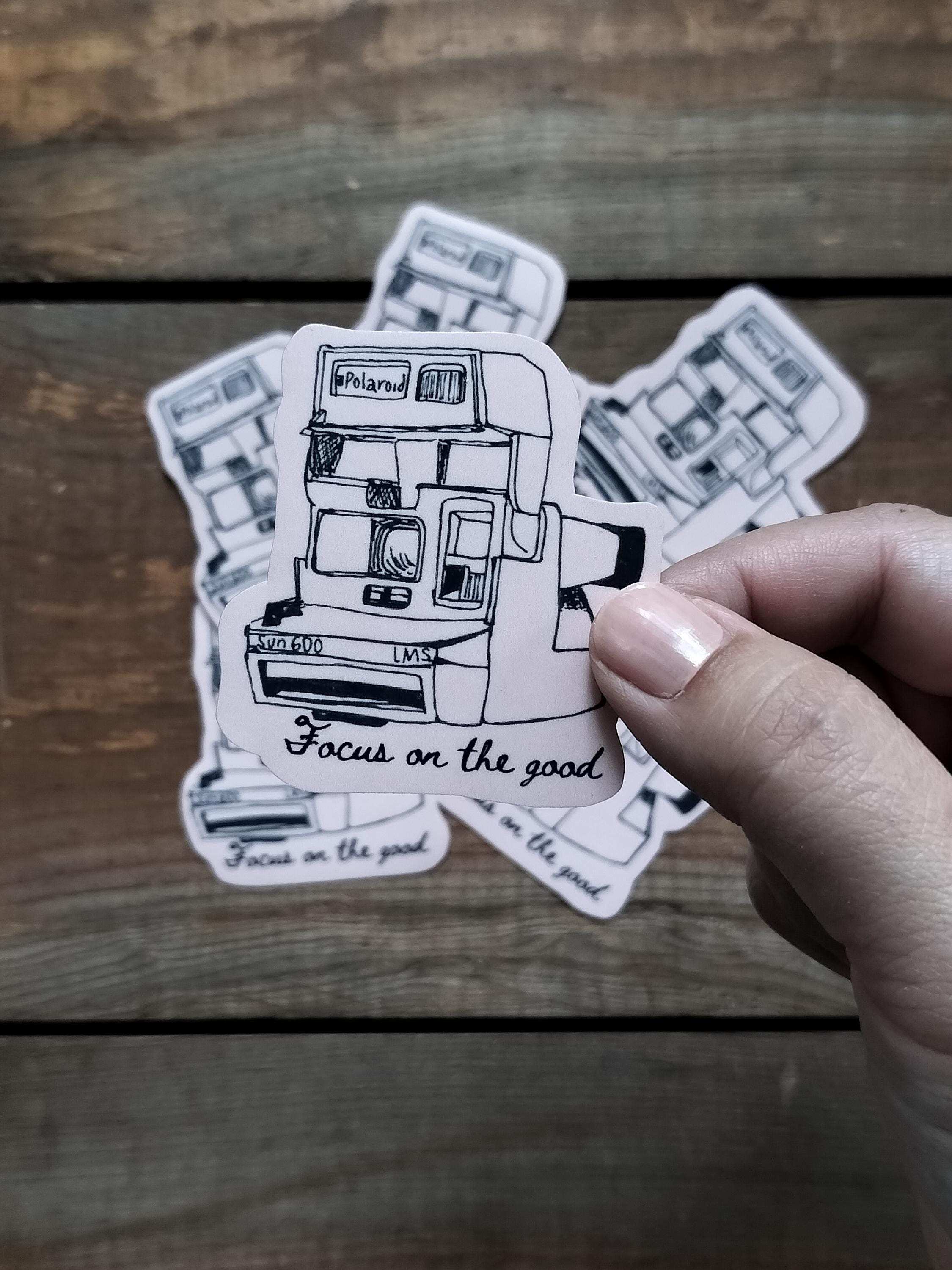 Vintage Camera Sticker: "Focus on the Good" Waterproof Vinyl Decal