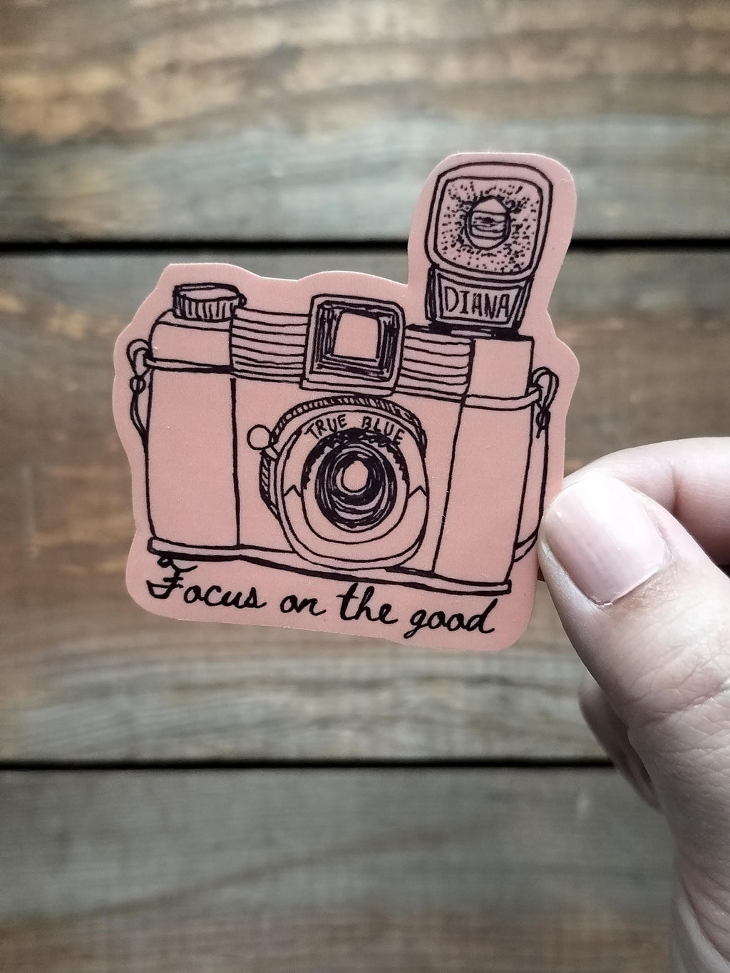 Vintage Camera Sticker: "Focus on the Good" Waterproof Vinyl