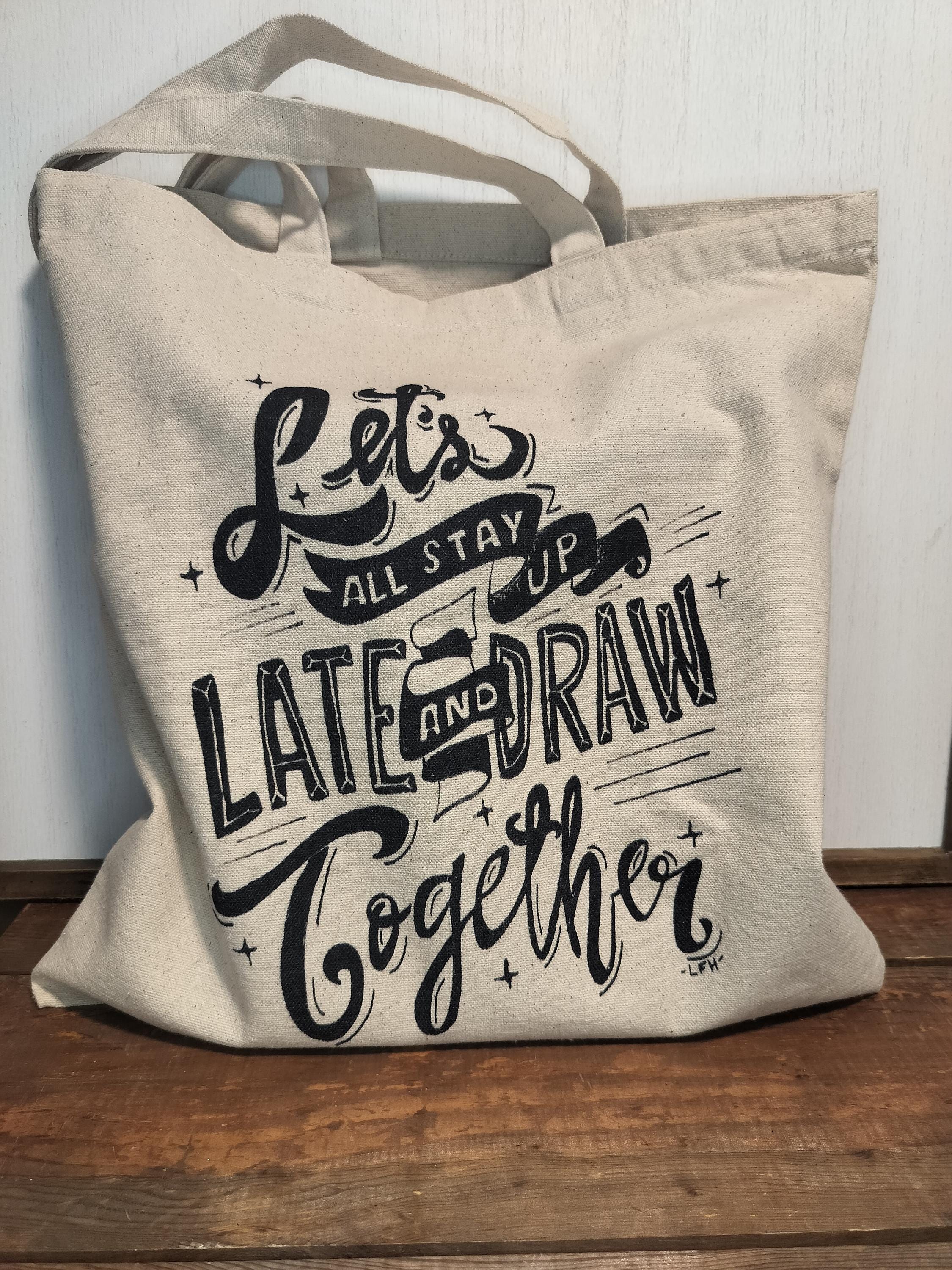 Art Lover Cotton Canvas Tote Bag - Hand-Drawn Design