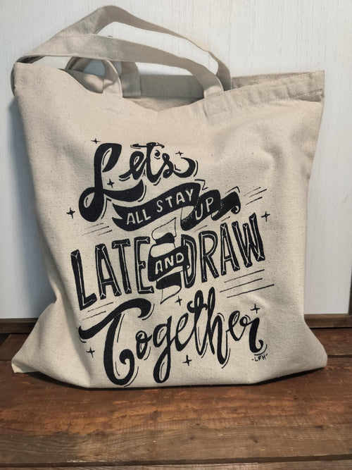 Art Lover Cotton Canvas Tote Bag - Hand-Drawn Design