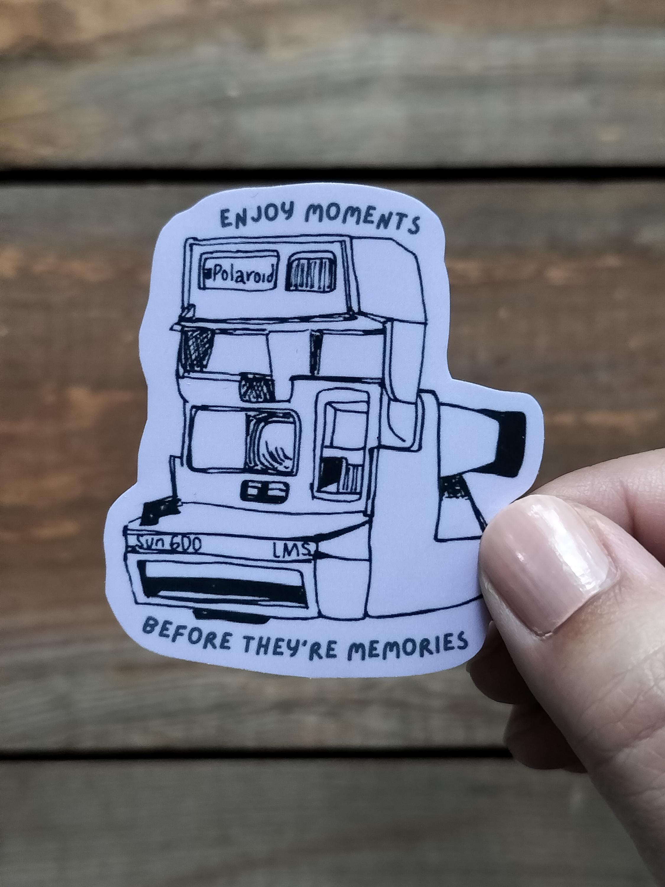 Vintage Camera Sticker: Polaroid Sun 600, Waterproof Matte Vinyl