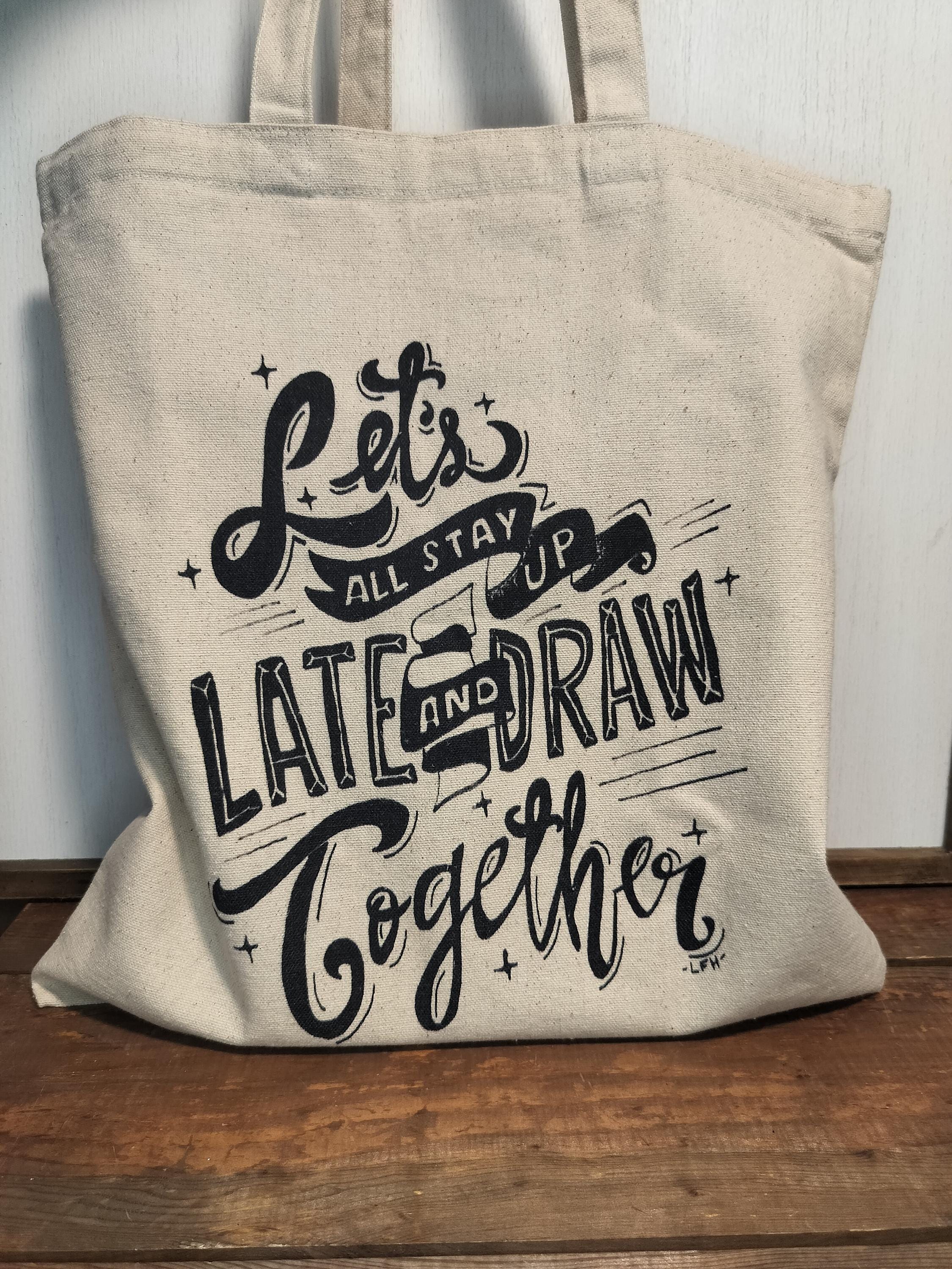 Art Lover Cotton Canvas Tote Bag - Hand-Drawn Design