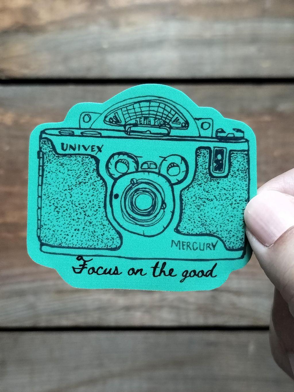 Vintage Camera Sticker: "Focus on the Good" Waterproof Vinyl Decal