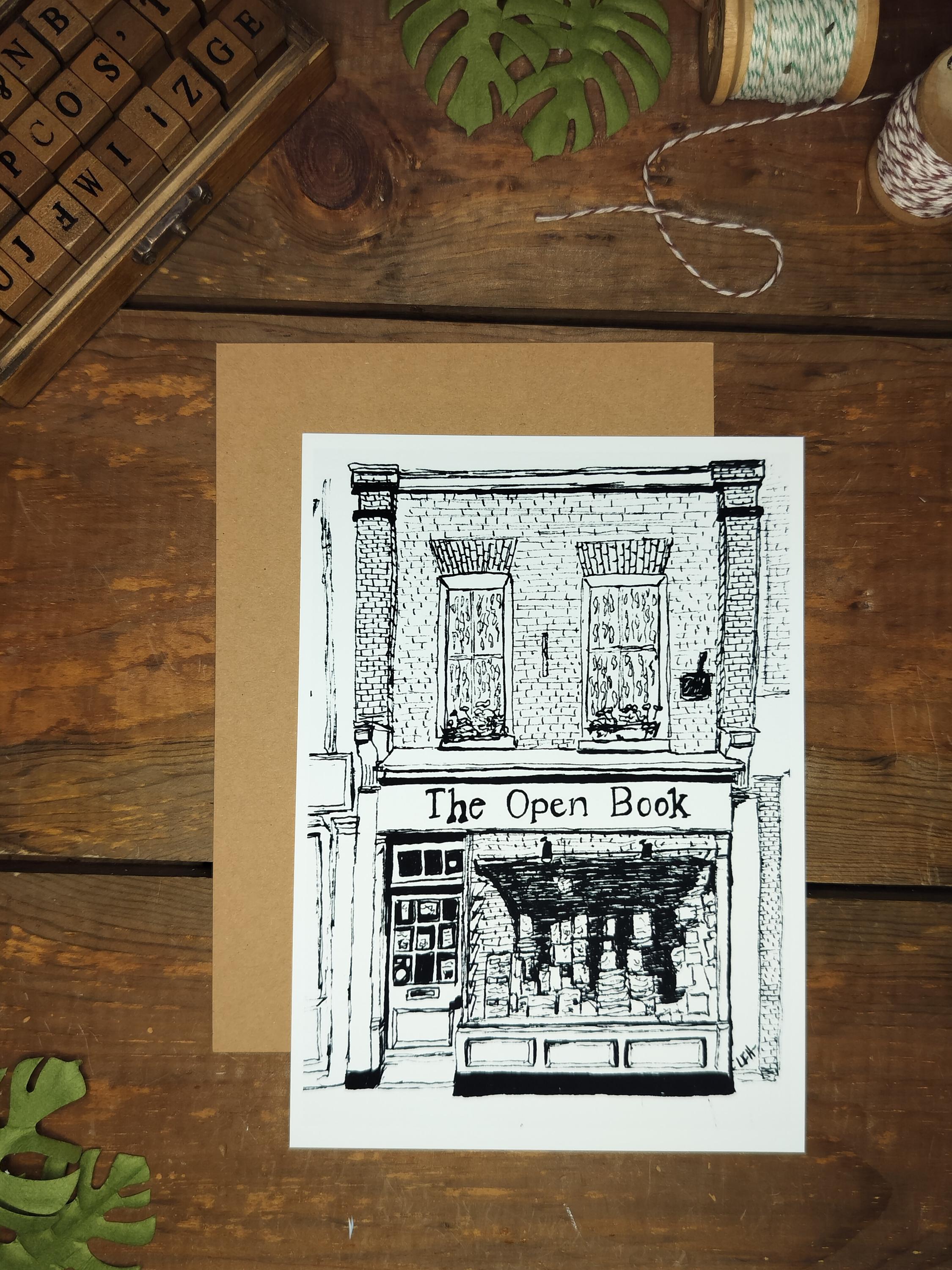Bookstore | Art Print | Original Drawing | London Art | The Open Book |
