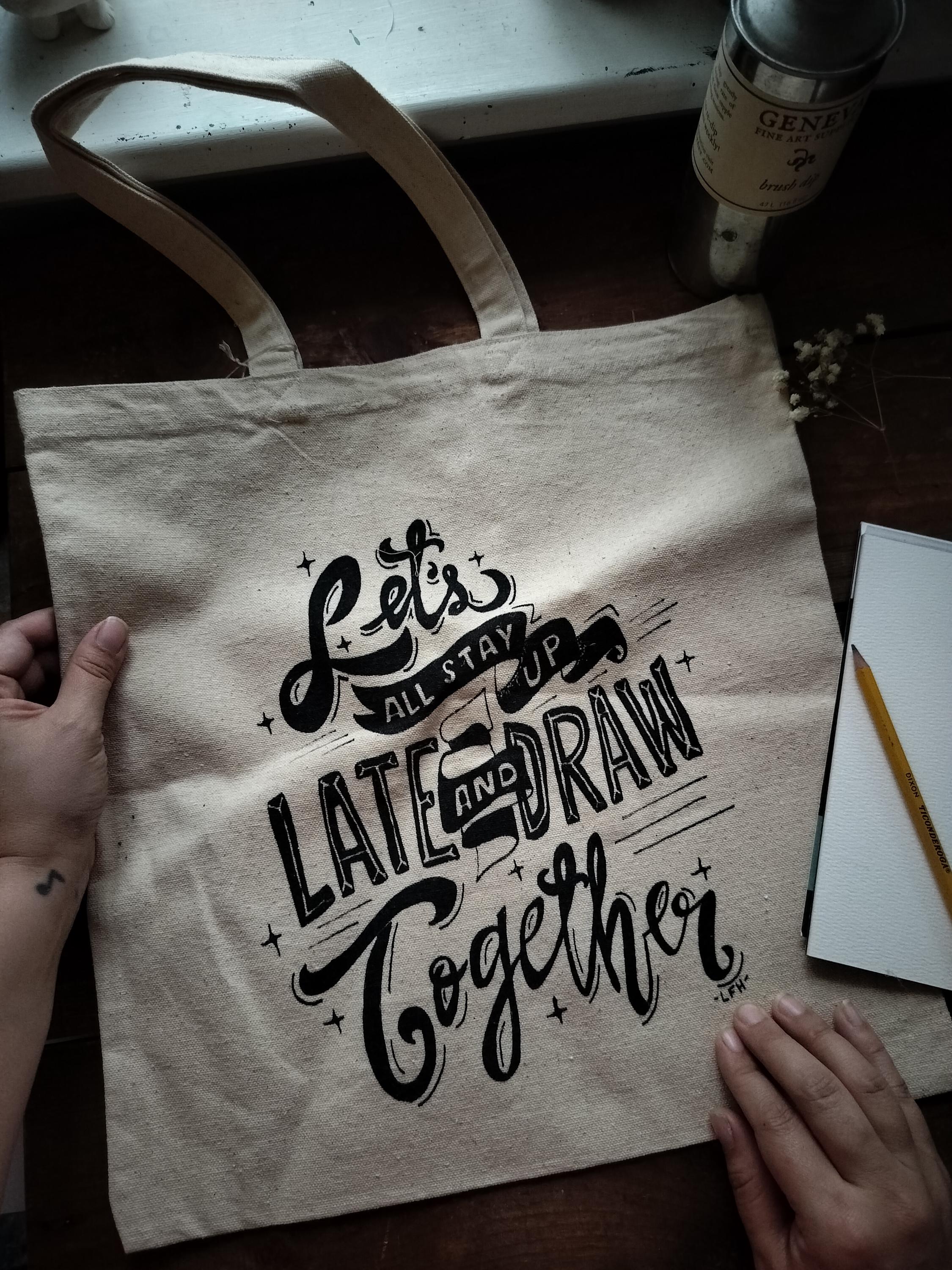 Art Lover Cotton Canvas Tote Bag - Hand-Drawn Design