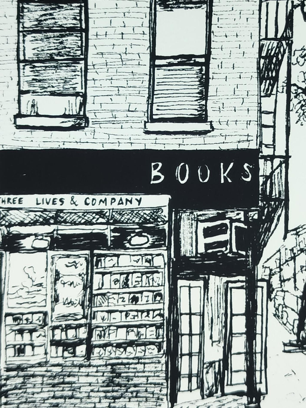 Bookstore | Art Print | Original Drawing | Three Lives & Company | New York Bookshop |