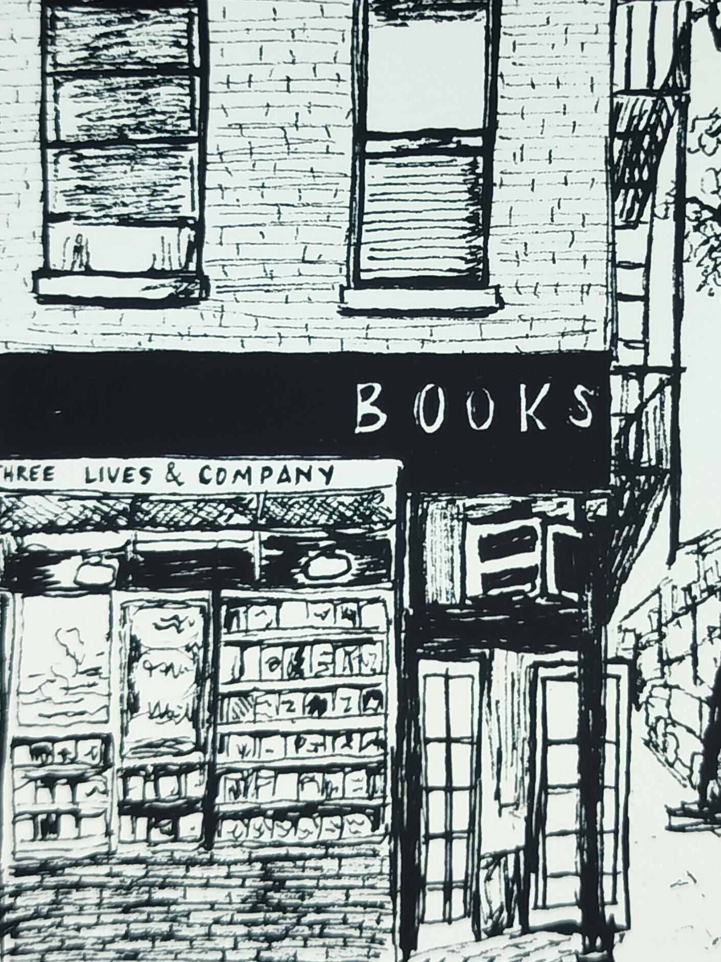 Bookstore | Art Print | Original Drawing | Three Lives & Company | New York Bookshop |