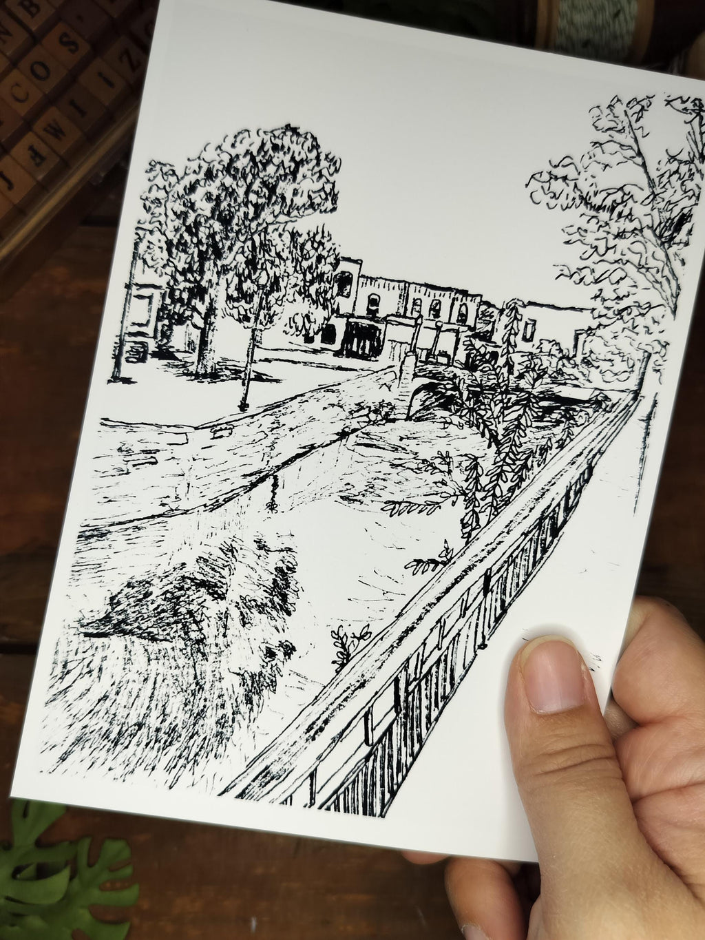 Streetscape | Sketch Art Print | Original Drawing | Little Blue Building | Siloam Springs | Arkansas |