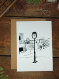 Streetscape | Sketch Art Print | Original Drawing | Citizens Clock | Siloam Springs | Arkansas |