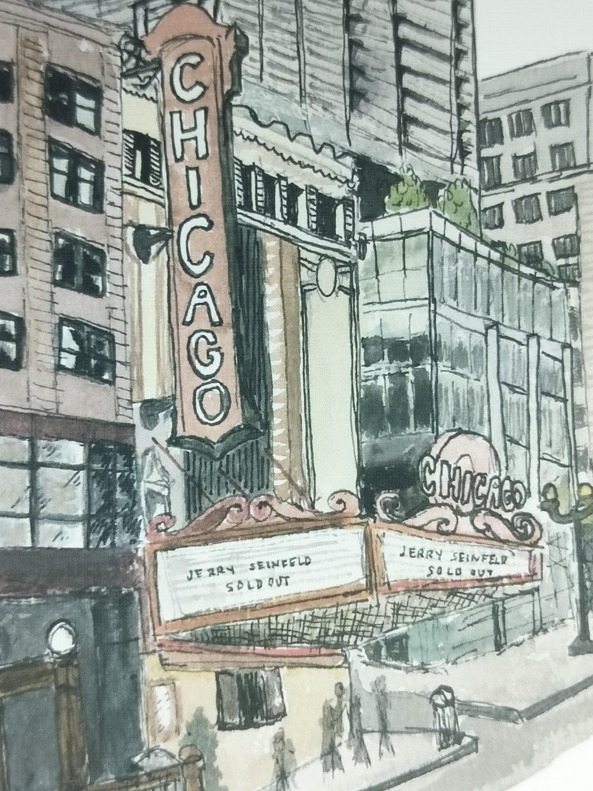 Chicago Theater Art Print: Hand-Painted Streetscape