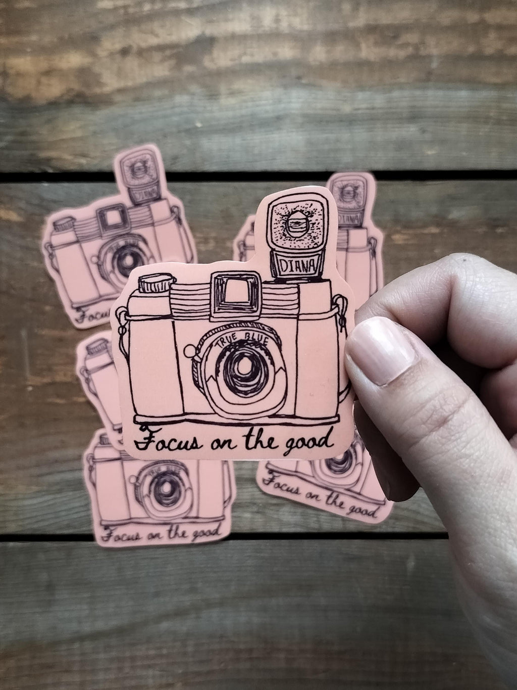 Vintage Camera Sticker: "Focus on the Good" Waterproof Vinyl