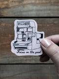 Vintage Camera Sticker: "Focus on the Good" Waterproof Vinyl Decal