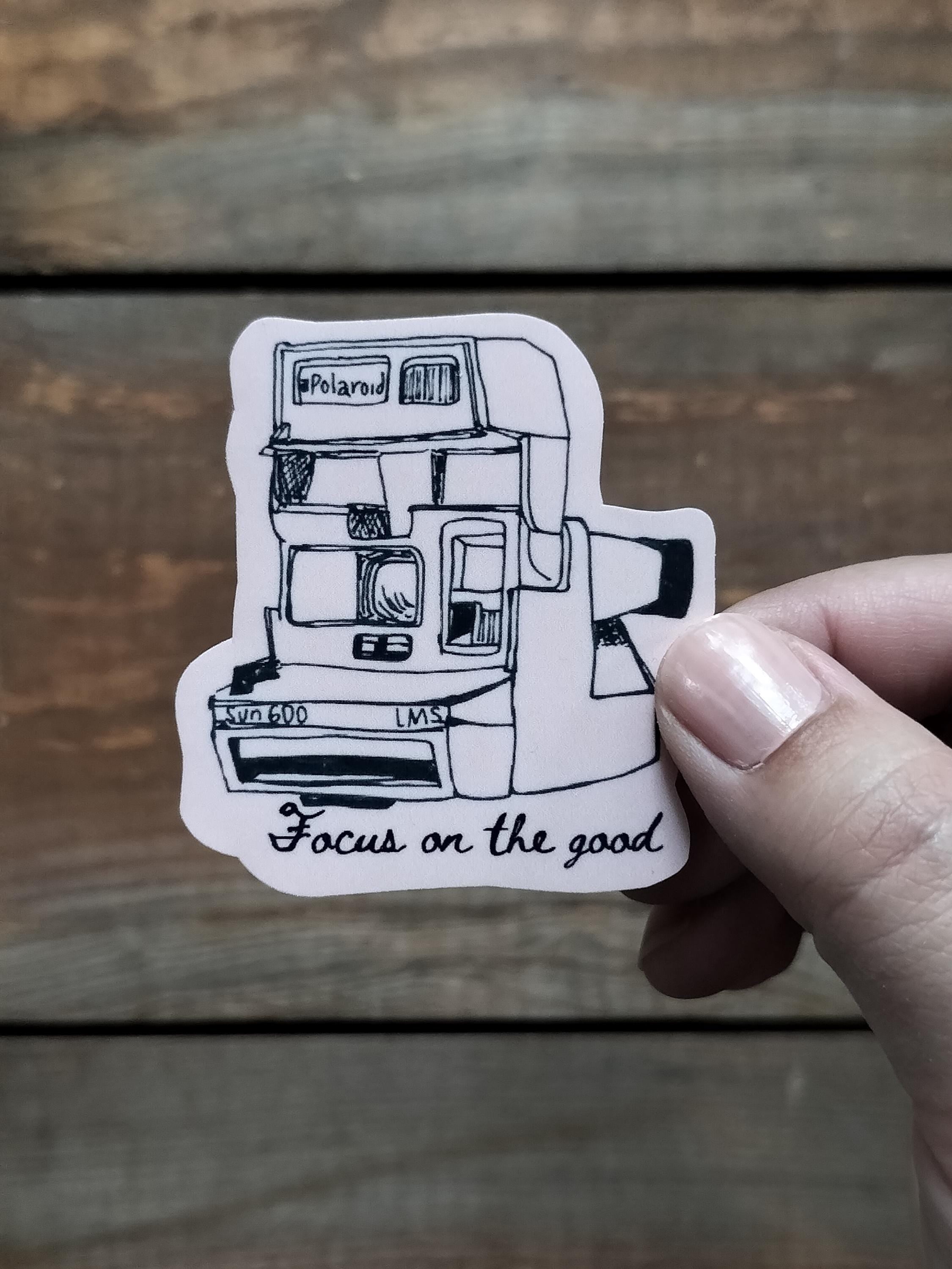 Vintage Camera Sticker: "Focus on the Good" Waterproof Vinyl Decal