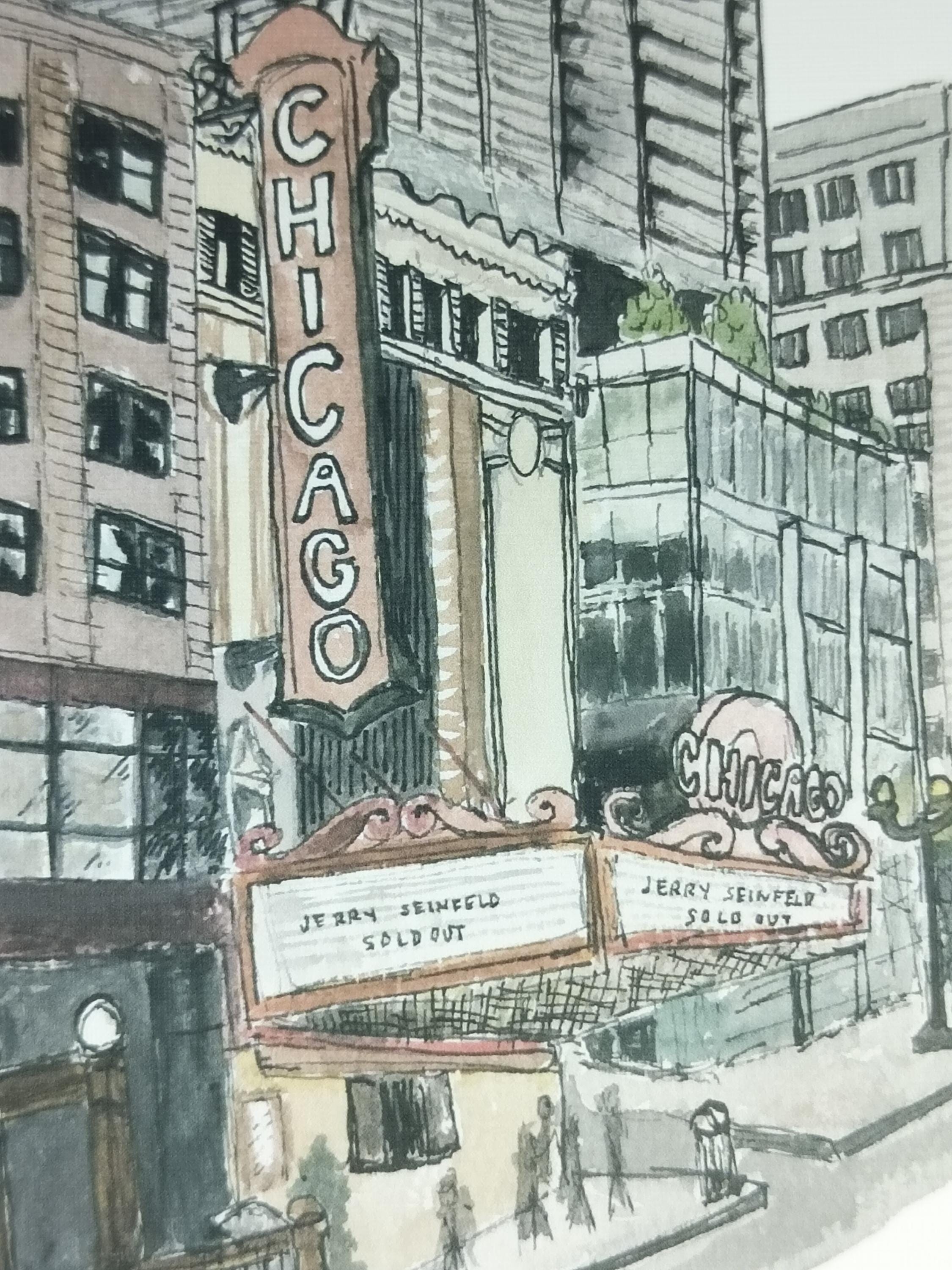 Chicago Theater Art Print: Hand-Painted Streetscape
